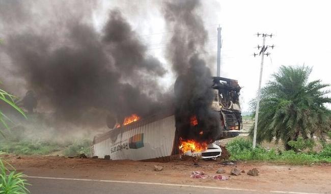 Odisha: Mob sets truck afire suspecting beef transportation