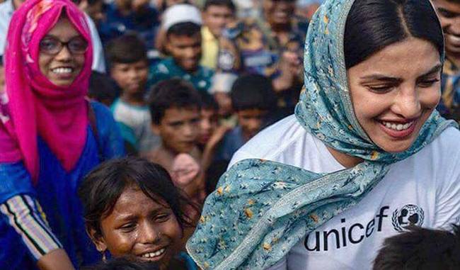 Actress Priyanka Chopra visits Rohingya kids in Bangladesh
