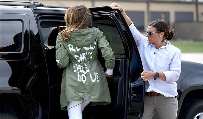 melania trump wears I really dont care coat on migrant visit