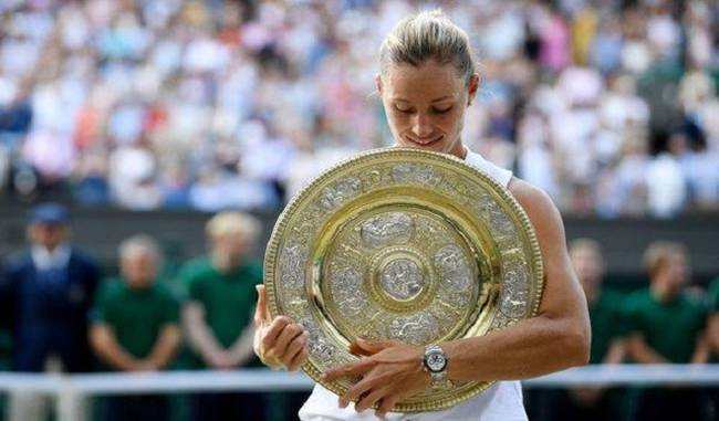 Kerber won the first Wimbledon title by defeating Serena Williams