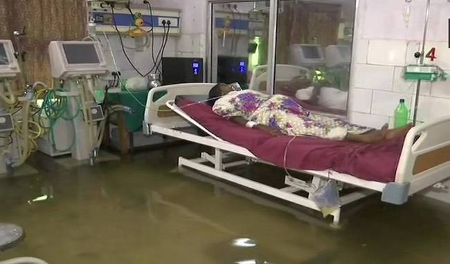 Flooded ICU at Patna’s Nalanda hospital has patients, and fish