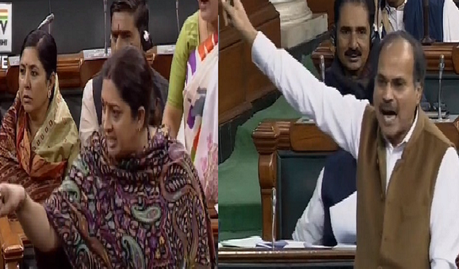 unnao-case-heated-arguments-between-congress-members-and-union-minister-smriti-irani-in-lok-sabha