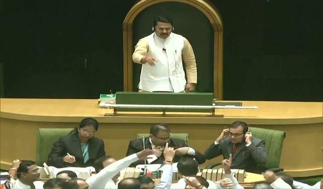 uproar-in-maharashtra-assembly-bjp-shiv-sena-legislators-push