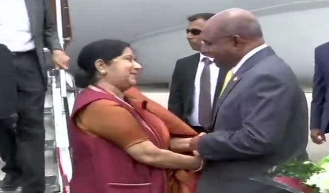 external-affairs-minister-sushma-swaraj-arrives-on-a-two-day-visit