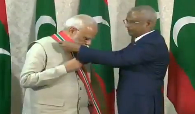 pm-modi-honored-with-the-highest-honor-of-maldives