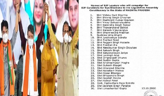 BJP released list of star campaigners 