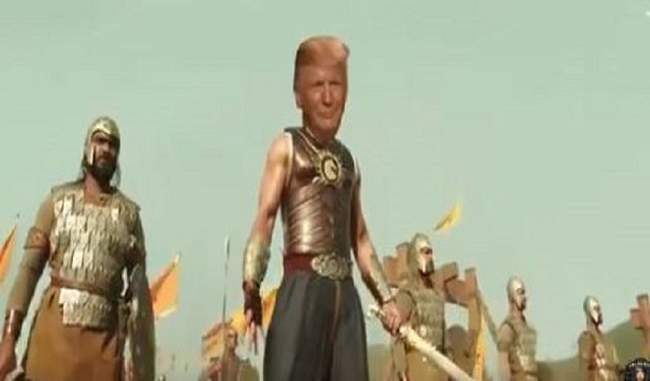 bahubali-avatar-of-trump-says-excited-to-meet-his-dear-friends-in-india