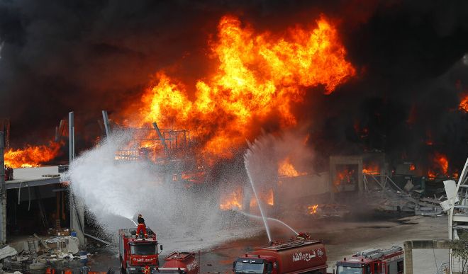 A fierce fire broke out in the warehouse at Beirut harbor