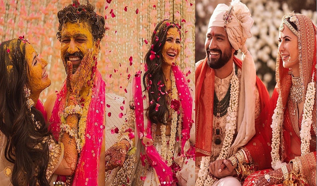 Stunning Pics From Katrina Kaif And Vicky Kaushal Haldi Ceremony