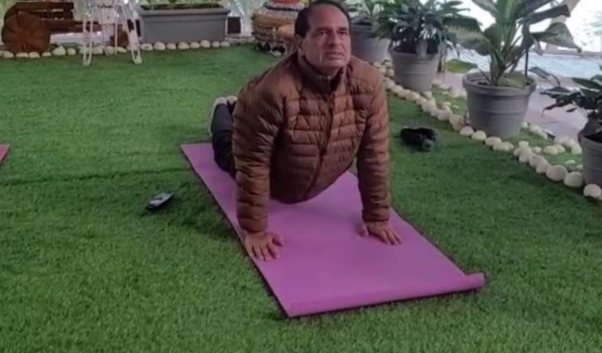 Shivraj doing surya namaskaar Shivraj doing surya namaskaar