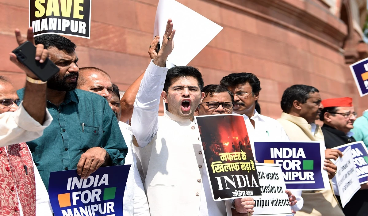 raghav chadha protest