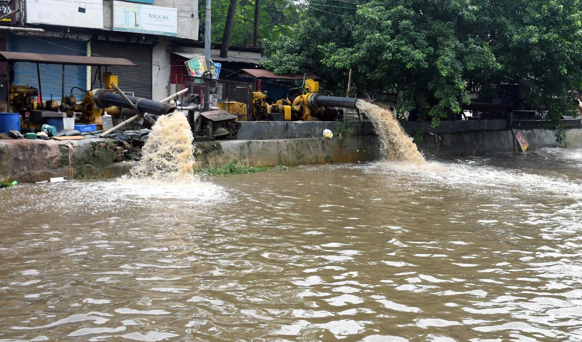 rainwater-filled septic tank 