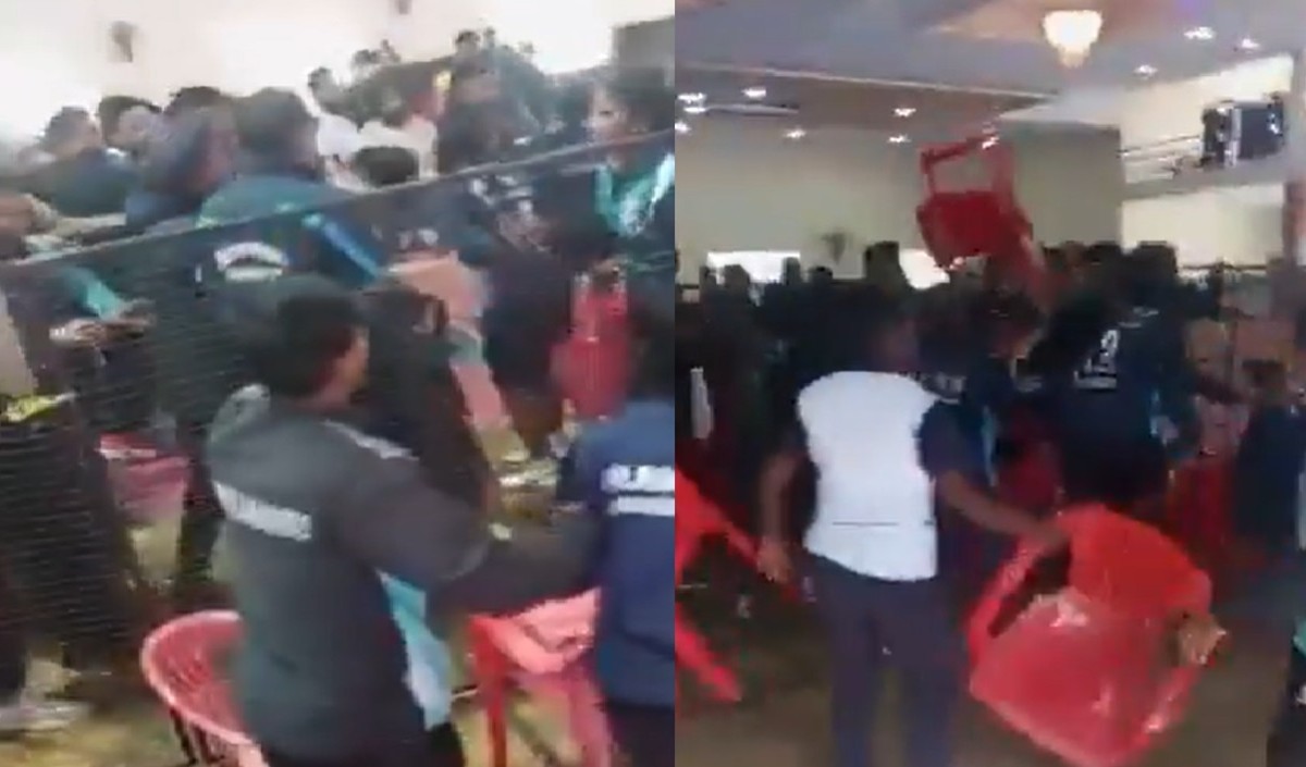 तमिलनाडु और बिहार के कबड्डी मैच में मचा जमकर बवाल, आपस में भिड़ गए खिलाड़ी और चलीं कुर्सियां- Video तमिलनाडु और बिहार के कबड्डी मैच में मचा जमकर बवाल, आपस में भिड़ गए खिलाड़ी और चलीं कुर्सियां- Video