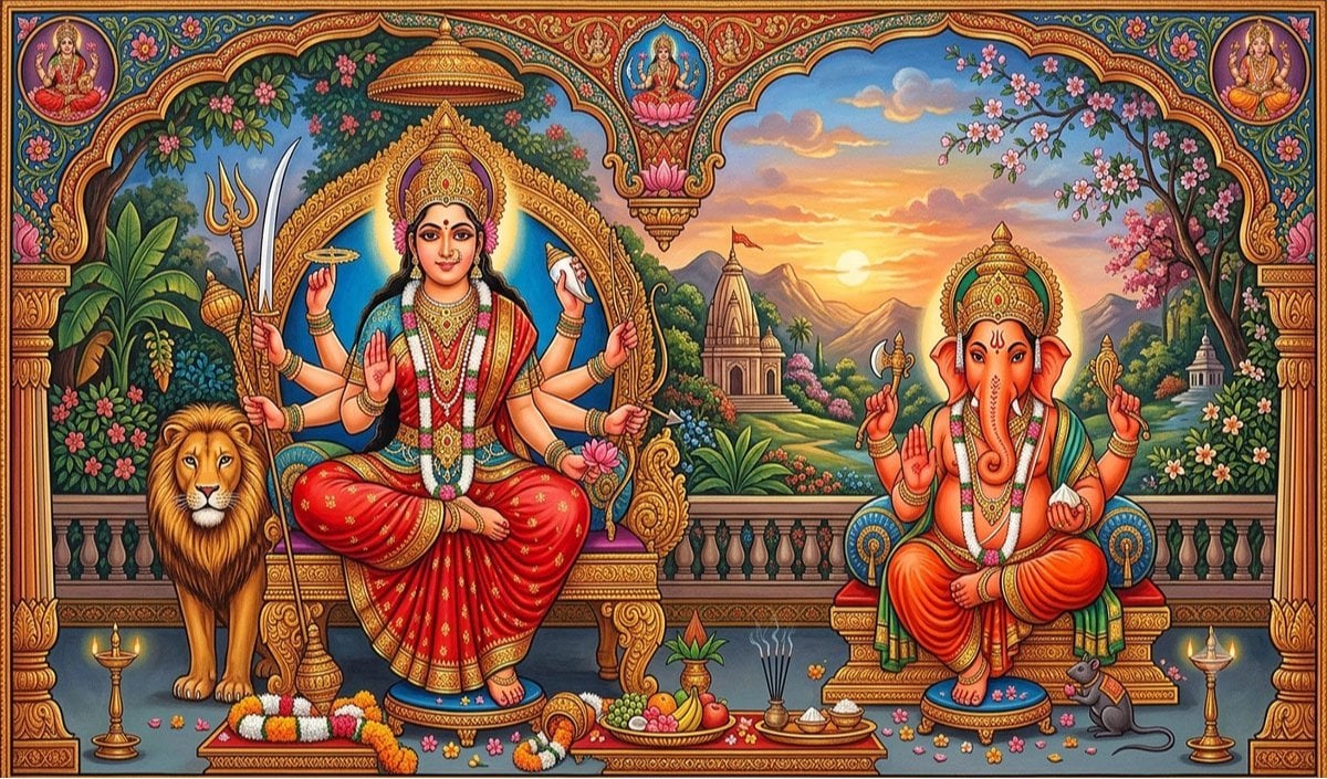 Goddess Kushmanda Lord Ganesha Goddess Kushmanda Lord Ganesha