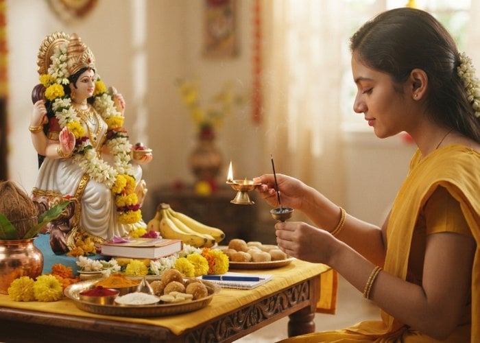 Saraswati Puja 2026: सरस्वती पूजा पर इस तरह से करें मां सरस्वती की आराधना, इन चीजों को पूजा में करें शामिल