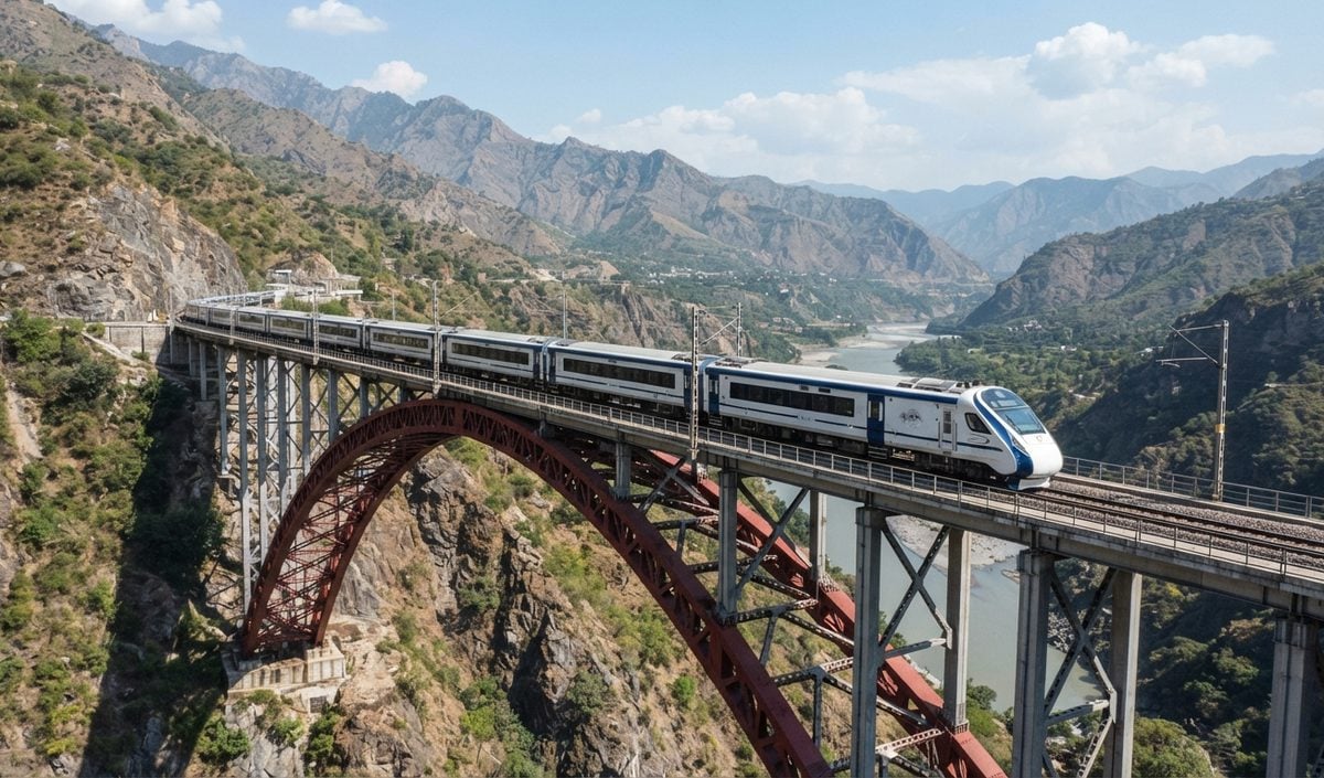 Vande Bharat Express ने 100 किमी प्रति घंटे की रफ्तार से पार किए Chenab और Anji पुल Vande Bharat Express ने 100 किमी प्रति घंटे की रफ्तार से पार किए Chenab और Anji पुल