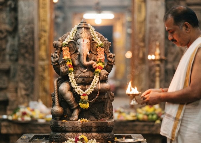 Tamil Nadu के नादुक्कयिलाई में स्थित मध्य कैलाश मंदिर में स्थापित है Adhyantha Prabhu की मूर्ति