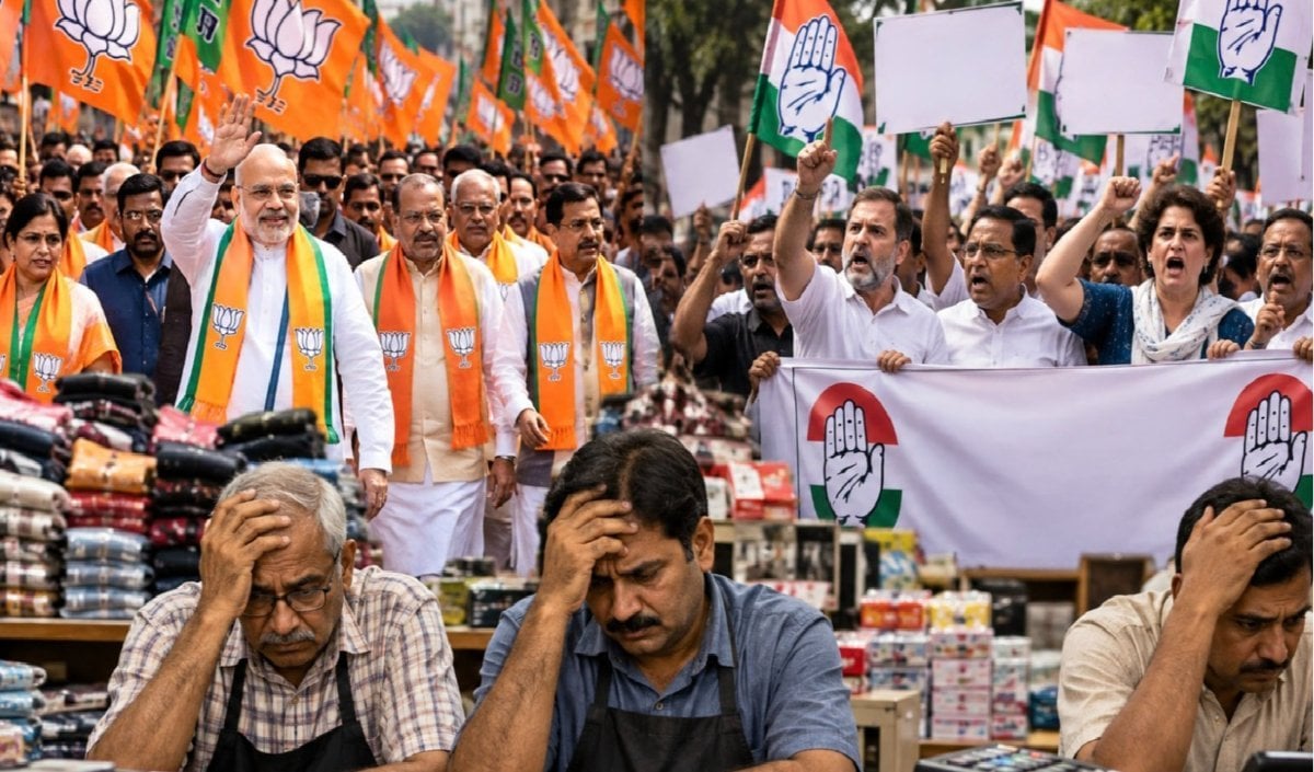 CJP-कांग्रेस के प्रदर्शन पर बवाल,क्या BJP की पदयात्रा से व्यापार को नहीं हुआ कोई नुकसान? त्योहार से पहले राजनीतिक कार्यक्रमों पर उठे सवाल