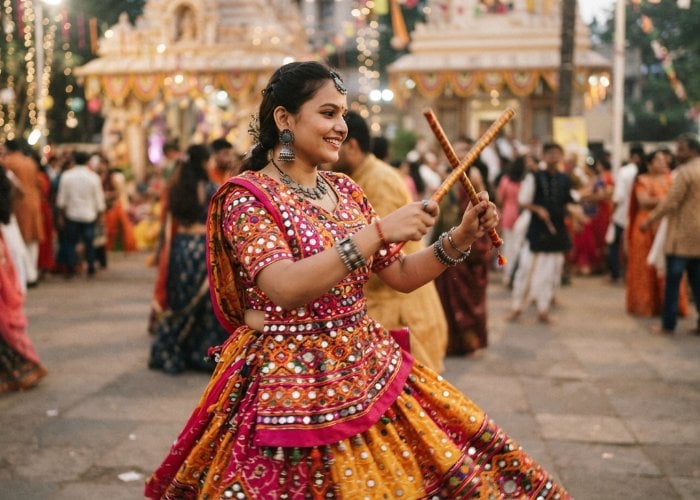 Navratri Dandiya Night के लिए चुनें Mirror Work Lehenga और Chaniya Choli