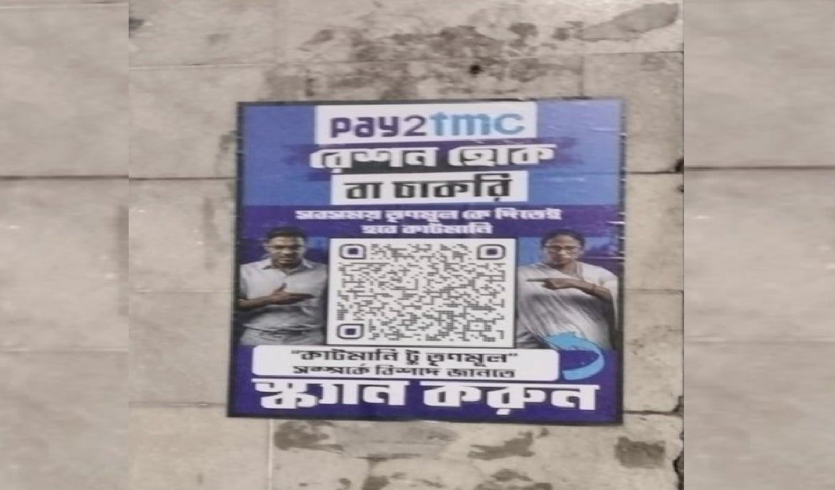 Kolkata में TMC पर 'QR Code' वाला हमला, पोस्टर पर लिखा- नौकरी-राशन के लिए Pay2TMC