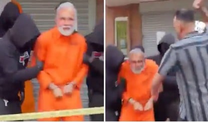 मुंह पर चिपकाई मोदी की तस्वीर, ब्रिटेन के कट्टरपंथी ने मचाया हड़कंप 