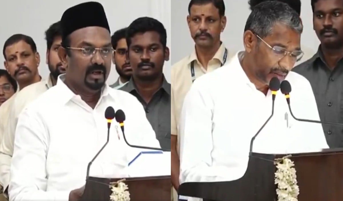 Tamil Nadu Cabinet Expansion | तमिलनाडु कैबिनेट का पूर्ण विस्तार! वन्नी अरसु और शाहजहां ने ली शपथ, विजय सरकार में शामिल हुए VCK और IUML
