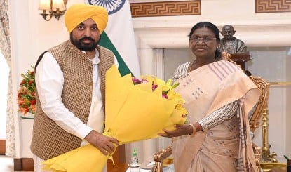 President Draupadi Murmu से मिले CM Bhagwant Mann, बोले- BJP में गए 7 AAP सांसदों की सदस्यता रद्द हो