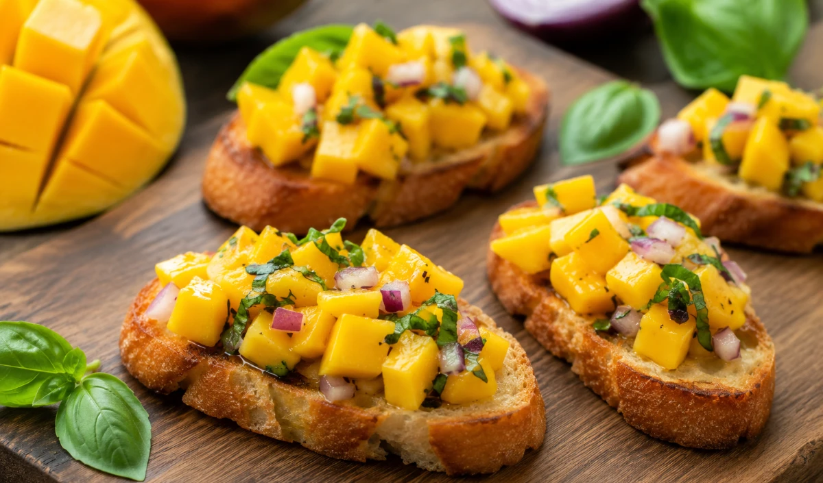 mango Bruschetta and Watermelon Mango Ceviche mango Bruschetta and Watermelon Mango Ceviche