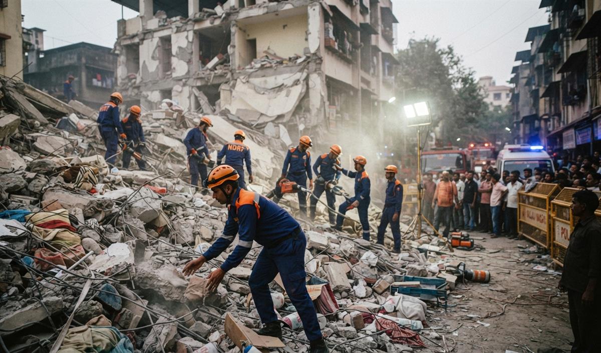 Bhiwandi में चार मंजिला इमारत ढहने से 9 लोगों की मौत, NDRF का बचाव अभियान जारी Bhiwandi में चार मंजिला इमारत ढहने से 9 लोगों की मौत, NDRF का बचाव अभियान जारी