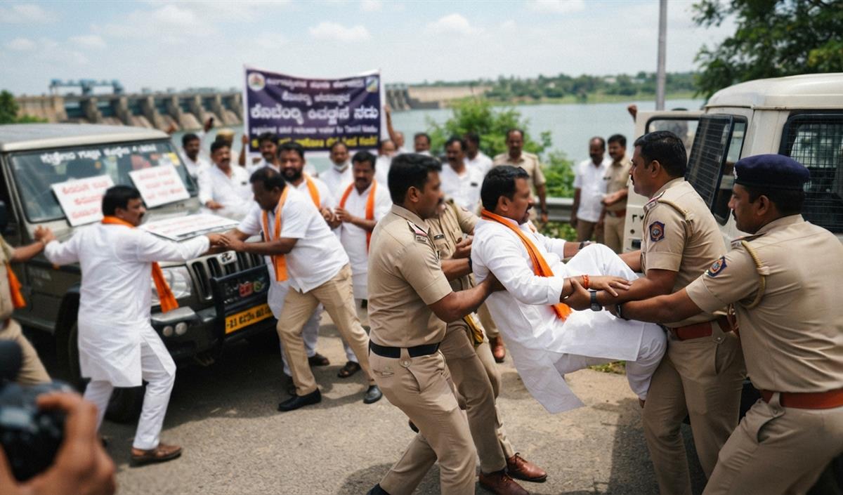 Cauvery water विवाद: कर्नाटक में BJP अध्यक्ष विजयेंद्र समेत कई नेता हिरासत में लिए गए Cauvery water विवाद: कर्नाटक में BJP अध्यक्ष विजयेंद्र समेत कई नेता हिरासत में लिए गए