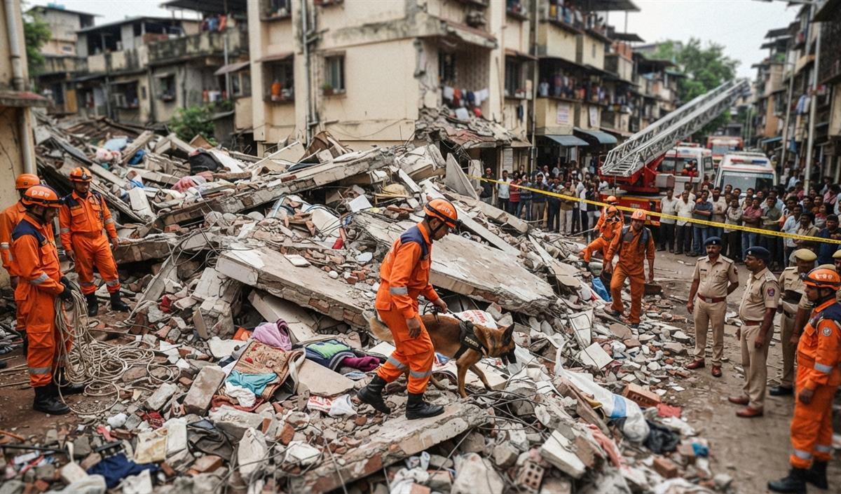 Bhiwandi में चार मंजिला इमारत ढहने से 10 लोगों की मौत, NDRF का बचाव अभियान पूरा Bhiwandi में चार मंजिला इमारत ढहने से 10 लोगों की मौत, NDRF का बचाव अभियान पूरा