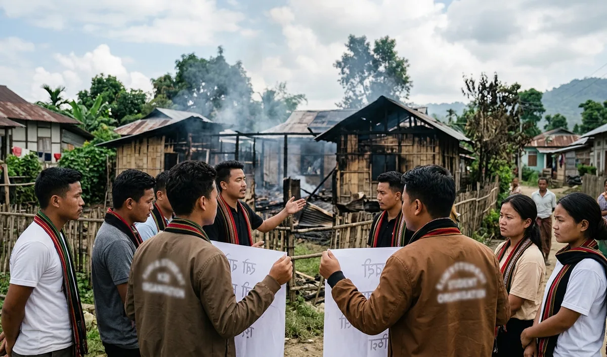 Manipur के Kangpokpi जिले में उपद्रवियों ने जलाए घर, छात्र संगठन ने जताया विरोध Manipur के Kangpokpi जिले में उपद्रवियों ने जलाए घर, छात्र संगठन ने जताया विरोध