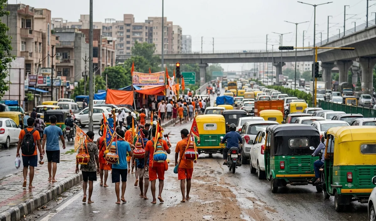 Delhi Traffic Jam: कांवड़ यात्रा और बारिश से वाहन रेंगने लगे, कई रूट डायवर्ट Delhi Traffic Jam: कांवड़ यात्रा और बारिश से वाहन रेंगने लगे, कई रूट डायवर्ट
