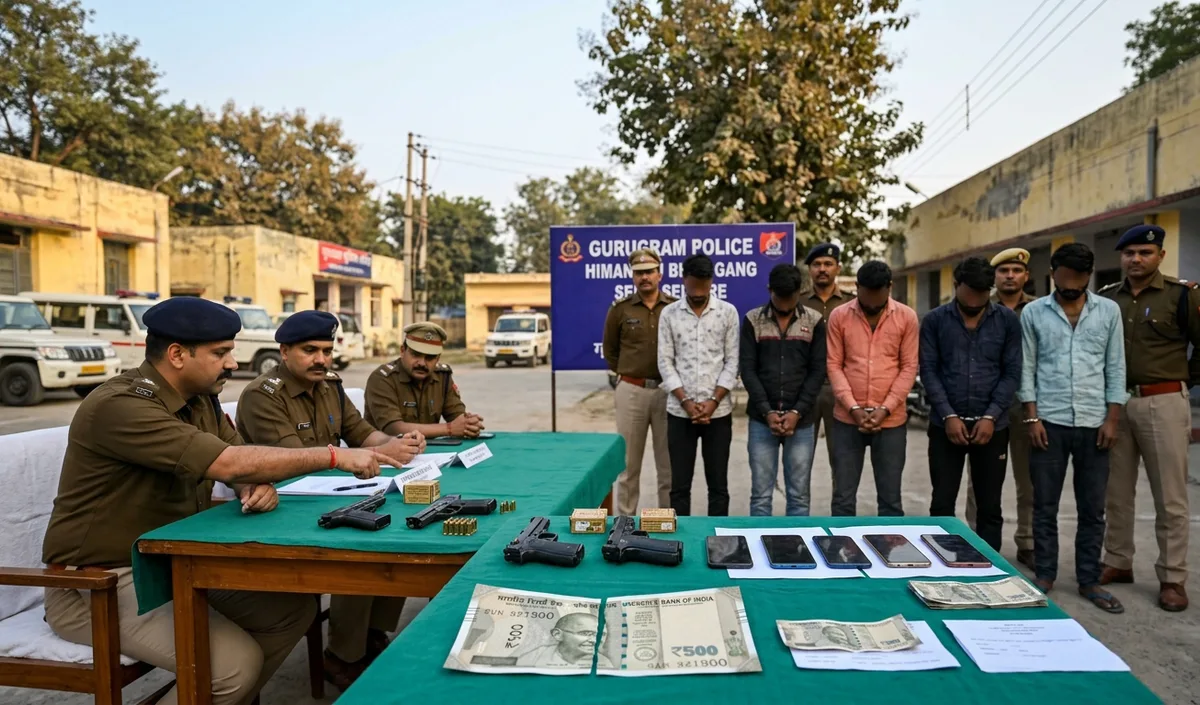 Gurugram Police ने गैंगस्टर Himanshu Bhau गैंग के 7 सदस्यों को गिरफ्तार किया Gurugram Police ने गैंगस्टर Himanshu Bhau गैंग के 7 सदस्यों को गिरफ्तार किया