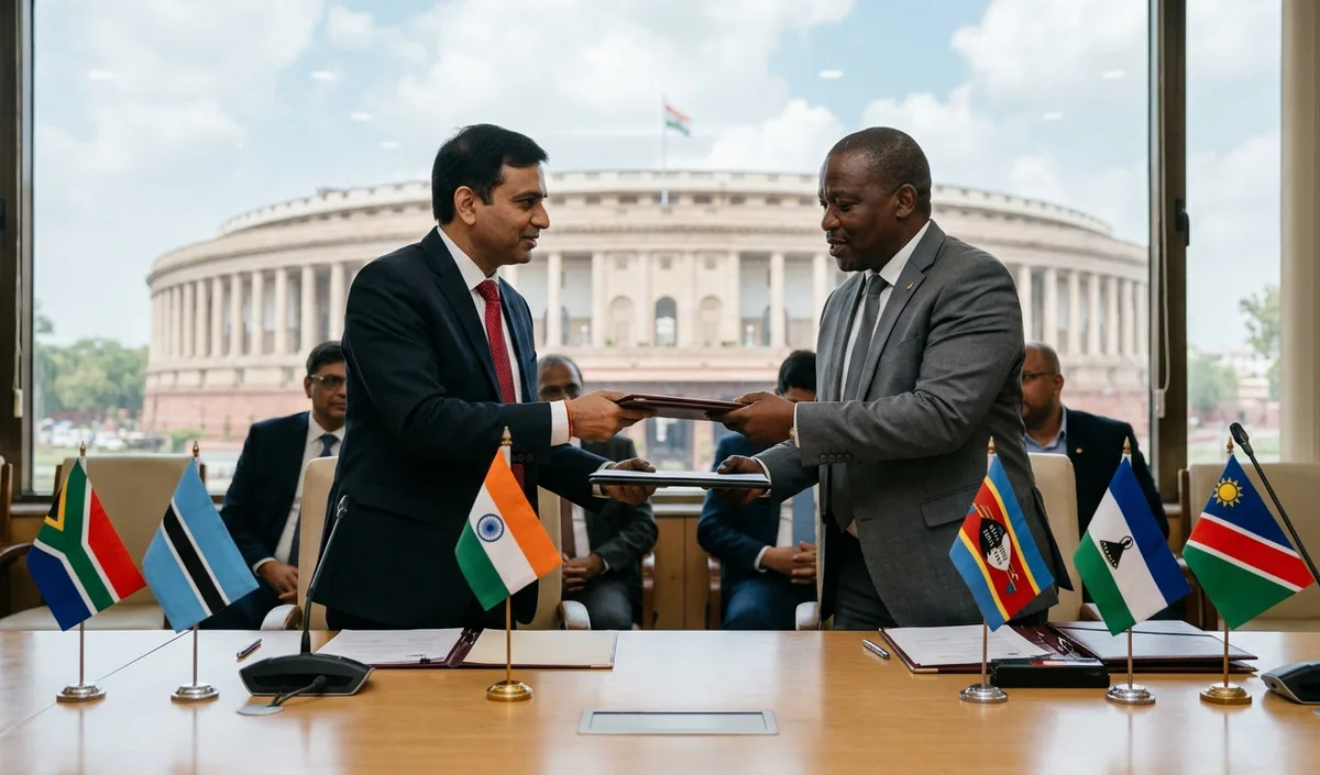 India SACU Trade: भारत और दक्षिण अफ्रीकी संघ ने व्यापार वार्ता की शर्तें तय कीं India SACU Trade: भारत और दक्षिण अफ्रीकी संघ ने व्यापार वार्ता की शर्तें तय कीं