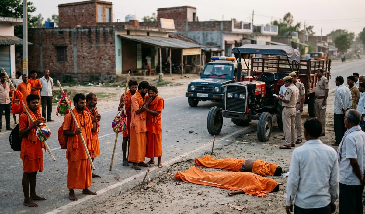 Shahjahanpur में ट्रैक्टर की टक्कर से दो कांवड़ियों की मौत, एक अन्य घायल Shahjahanpur में ट्रैक्टर की टक्कर से दो कांवड़ियों की मौत, एक अन्य घायल
