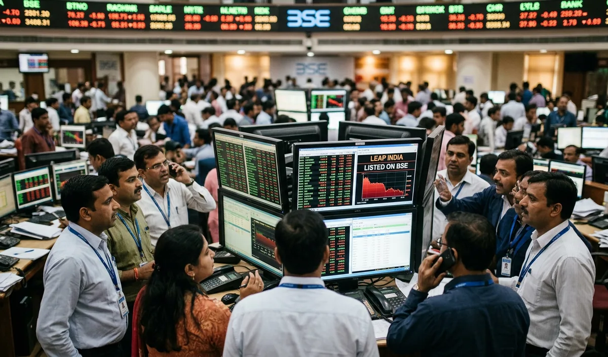 Leap India Share 9% गिरकर 145.10 रुपये पर बंद हुआ, BSE पर 166 पर हुई थी लिस्टिंग Leap India Share 9% गिरकर 145.10 रुपये पर बंद हुआ, BSE पर 166 पर हुई थी लिस्टिंग