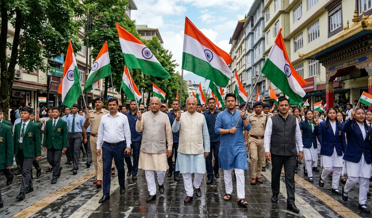 Sikkim में Governor माथुर और CM Tamang ने तिरंगा यात्रा की अगुवाई की Sikkim में Governor माथुर और CM Tamang ने तिरंगा यात्रा की अगुवाई की