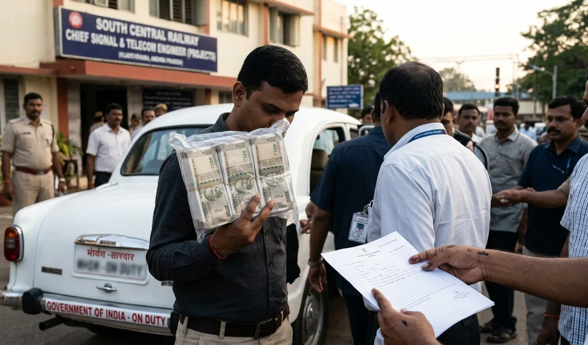 CBI ने 15 लाख रिश्वत लेते रेलवे इंजीनियर को गिरफ्तार किया; South Central Railway कार्रवाई CBI ने 15 लाख रिश्वत लेते रेलवे इंजीनियर को गिरफ्तार किया; South Central Railway कार्रवाई