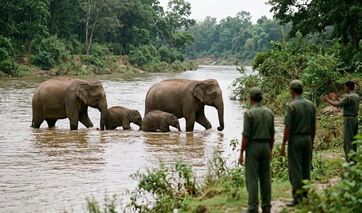 Katarniaghat में बह रहे 5 Elephants को वन और सिंचाई विभाग ने बचाया Katarniaghat में बह रहे 5 Elephants को वन और सिंचाई विभाग ने बचाया