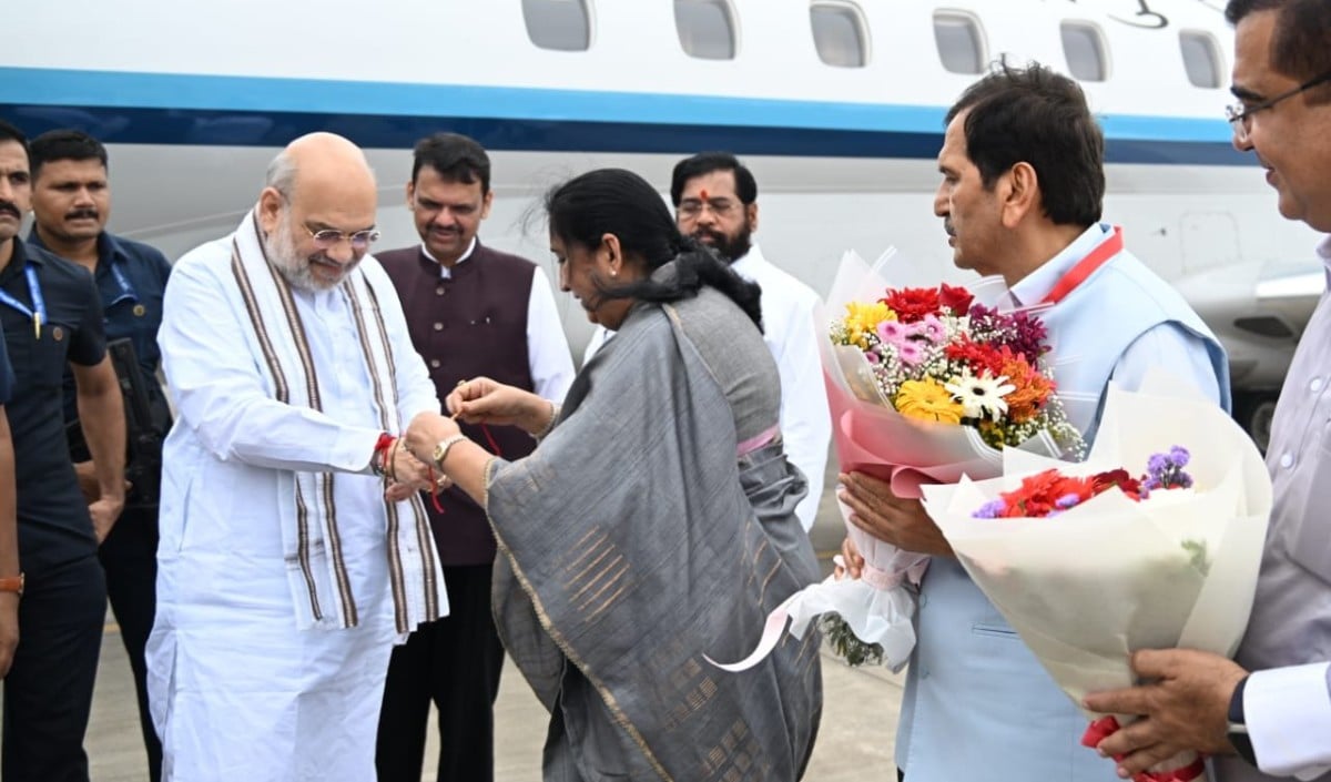 Raksha Bandhan पर Mumbai में सियासी रिश्ते मजबूत, Amit Shah को Sunetra Pawar ने बांधी Rakhi