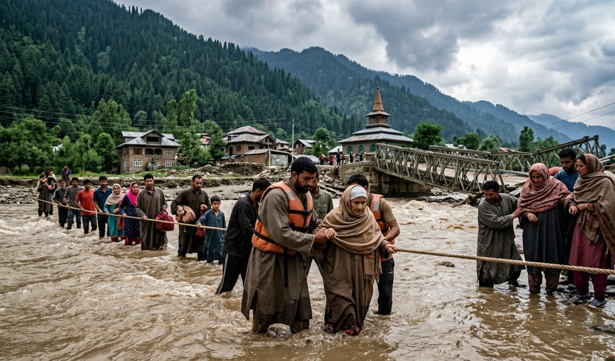 Kashmir Valley में बादल फटने से महिला की मौत, सैकड़ों लोग सुरक्षित बाहर निकाले गए Kashmir Valley में बादल फटने से महिला की मौत, सैकड़ों लोग सुरक्षित बाहर निकाले गए