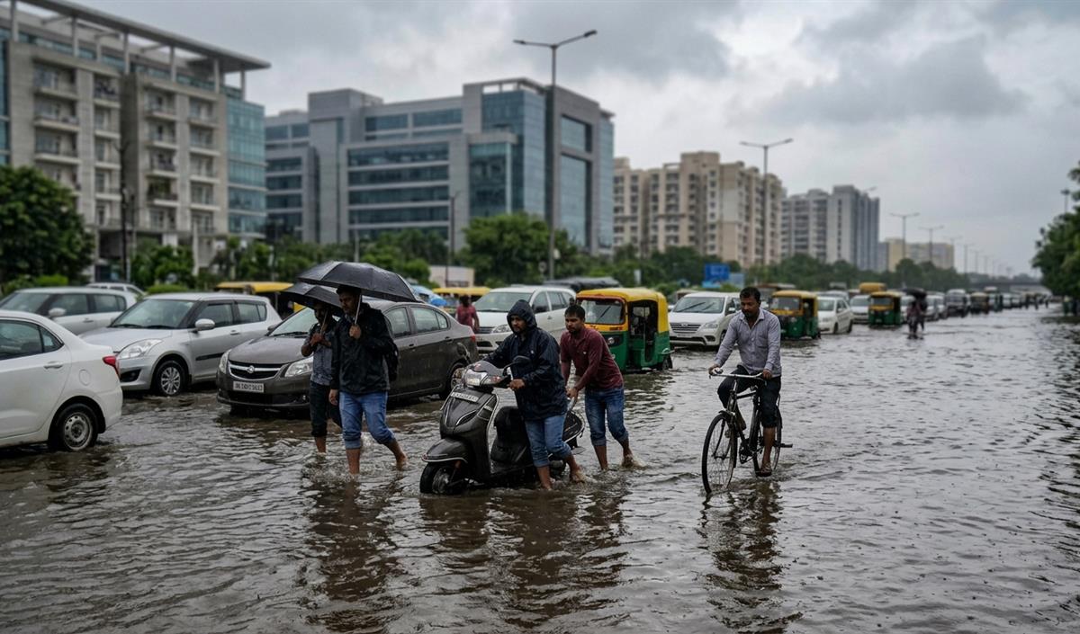 Gurugram Rain से जलमग्न हुए प्रमुख रास्ते, स्कूलों में छुट्टी और वर्क फ्रॉम होम लागू Gurugram Rain से जलमग्न हुए प्रमुख रास्ते, स्कूलों में छुट्टी और वर्क फ्रॉम होम लागू