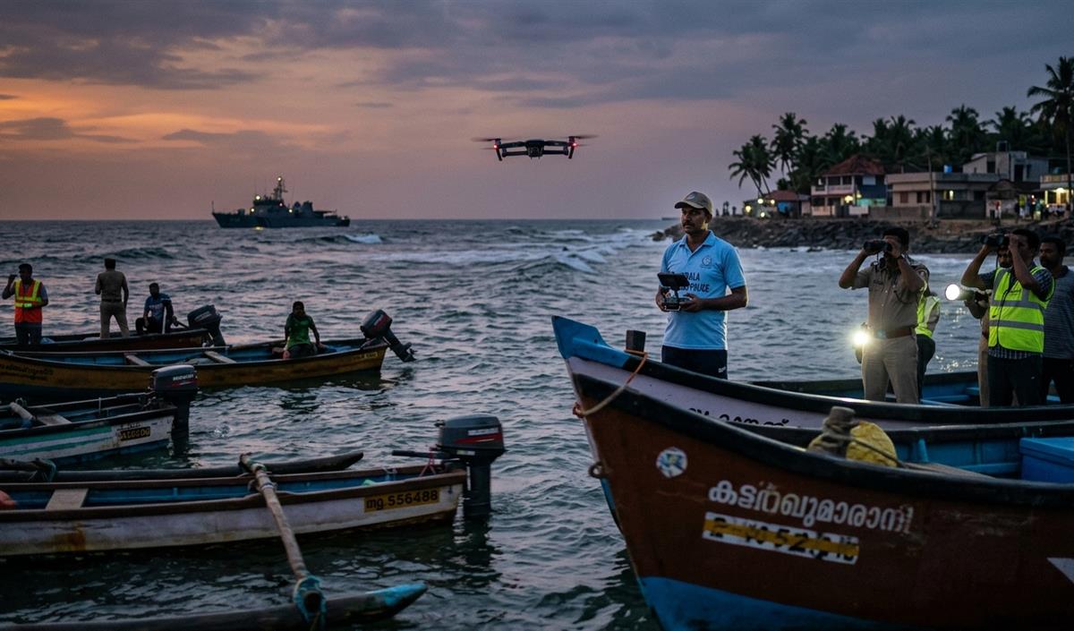 Kerala coast पर नाव पलटने के बाद लापता मछुआरे की तलाश तेज, ड्रोन तैनात किए Kerala coast पर नाव पलटने के बाद लापता मछुआरे की तलाश तेज, ड्रोन तैनात किए