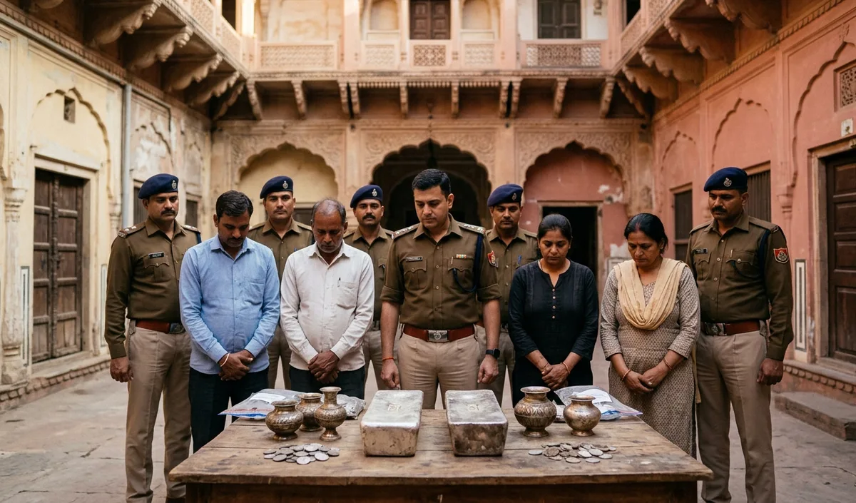 Jaipur Police ने पुरानी इमारत का सोना चांदी हड़पने के आरोप में 5 लोगों को किया गिरफ्तार Jaipur Police ने पुरानी इमारत का सोना चांदी हड़पने के आरोप में 5 लोगों को किया गिरफ्तार