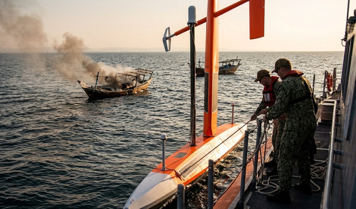 Persian Gulf Attack | फारस की खाड़ी में फिर गहराया तनाव! अमेरिकी सेना ने समुद्र में ईरानी नावों को किया तबाह, 'सेलड्रोन' छीनने की कोशिश नाकाम