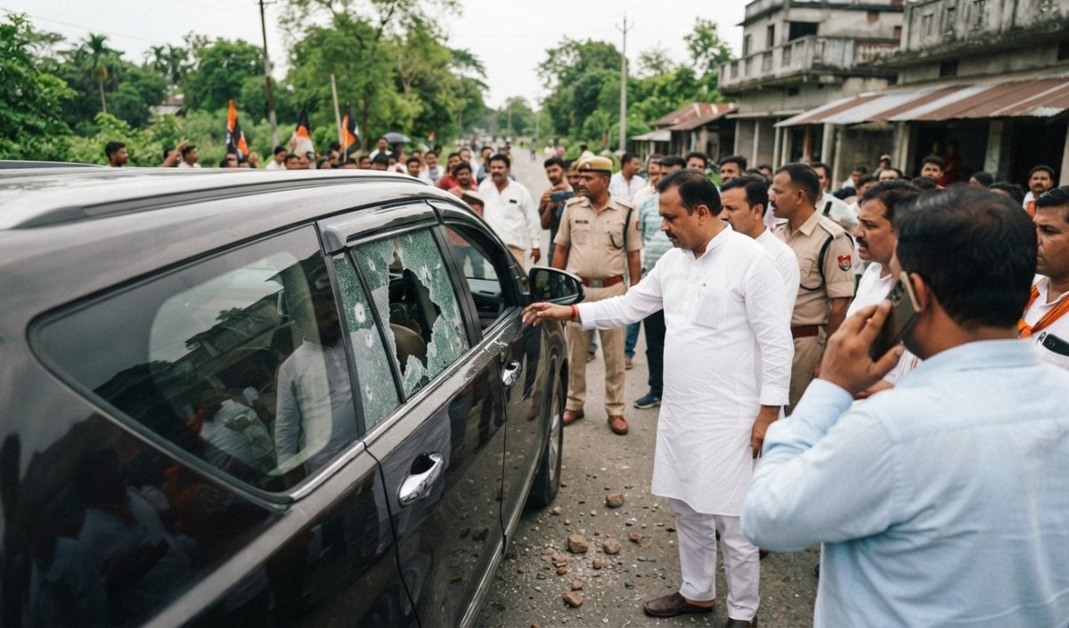 Assam में Gaurav Gogoi और Bhupesh Baghel के काफिले पर पथराव, BJP पर हमला करने का आरोप